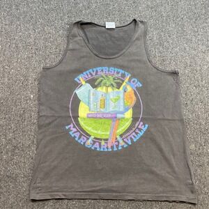 Caribbean Soul University of Margaritaville Tank Sz XL Mens Black 90s Parrot